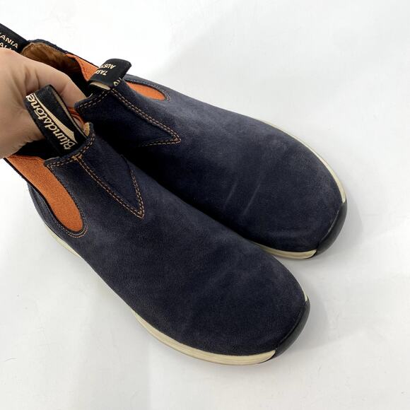 Blundstone Men's Navy Suede Orange Chelsea Boots - Picture 5 of 9